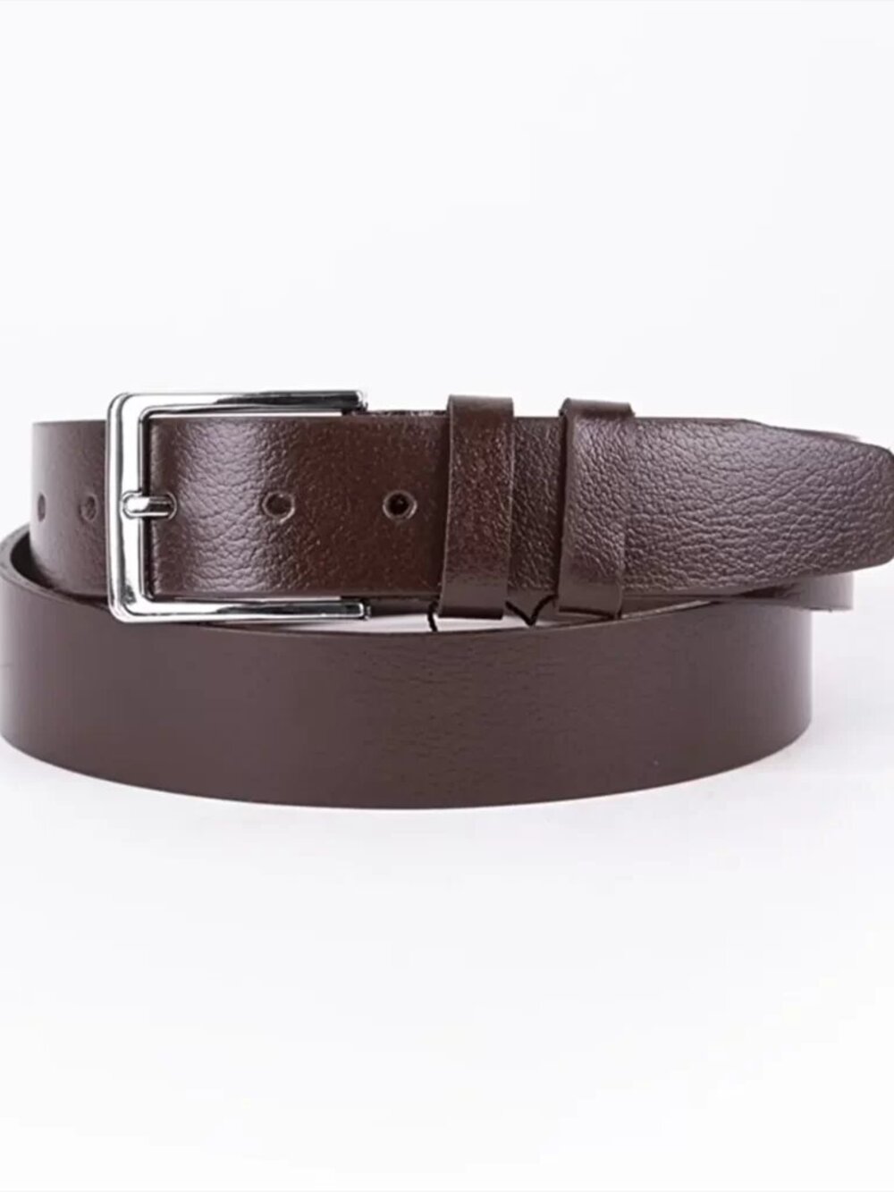 Perry Ellis  Brown  Leather Belt Men's Silver Tone Buckle 42/105 New